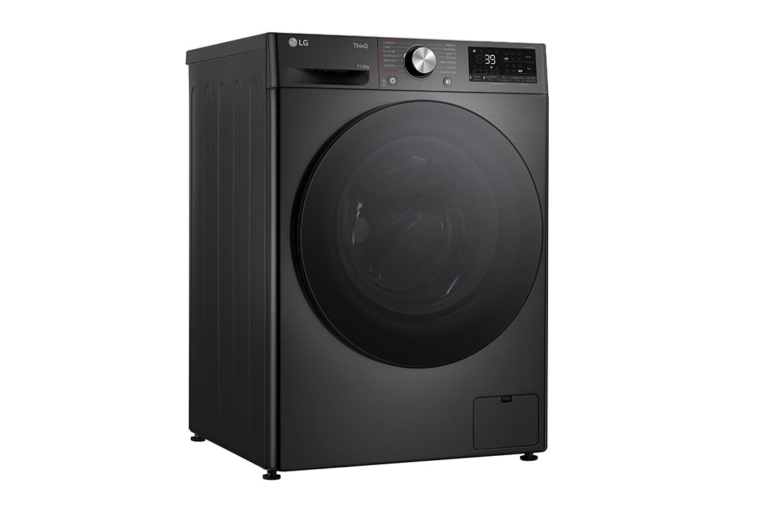 LG 11 kg / 6 kg Kuivaava pesukone(Musta) - Steam, Energialuokka A/D, TurboWash™360, AI DD™, Smart Diagnosis™ ja Wi-Fi, Left side view, P4Y7ERPYZ, thumbnail 11
