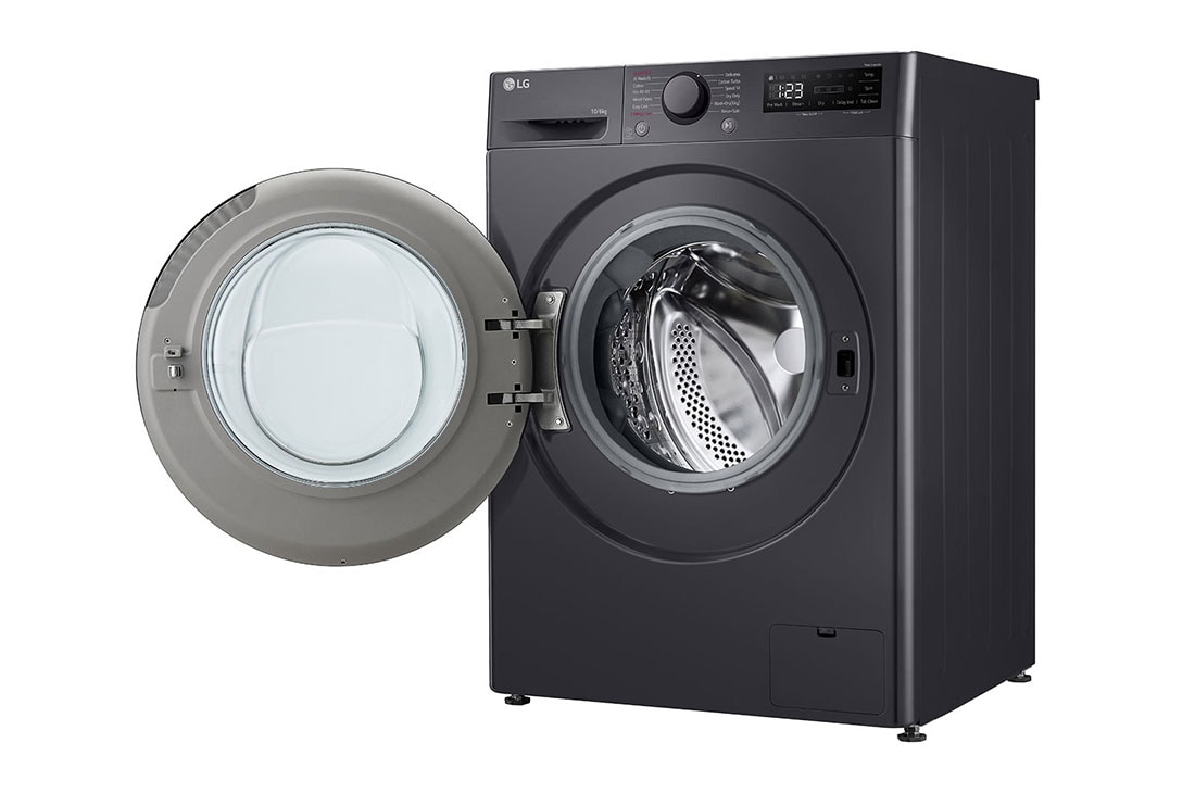 LG 10 kg / 6 kg Kuivaava pesukone(Middle Black) - Steam, Energialuokka A/D, AI DD™, Smart Diagnosis™, Right side view with door open, F4Y5RRPYJ, thumbnail 11