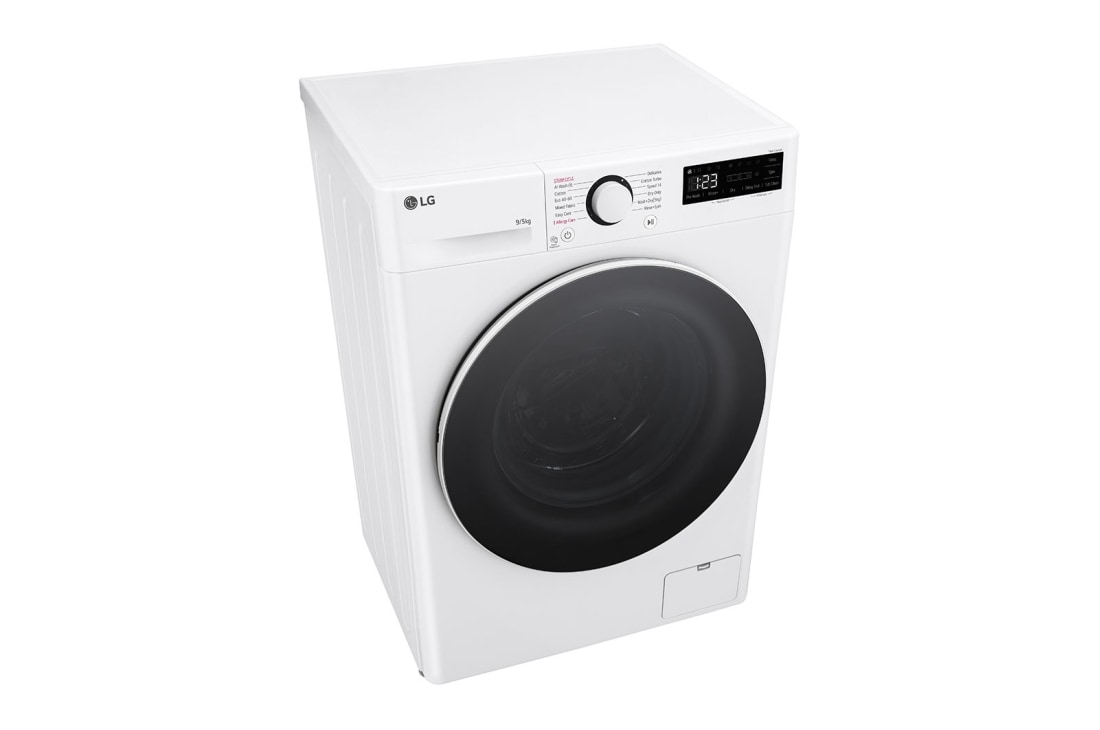 LG Slim 9 kg / 5 kg Kuivaava pesukone(Valkonen) - Steam, Energialuokka A/E, AI DD™, Smart Diagnosis™,  47,5cm syvyys, Top perspective , CV92T5S4SQE, thumbnail 8