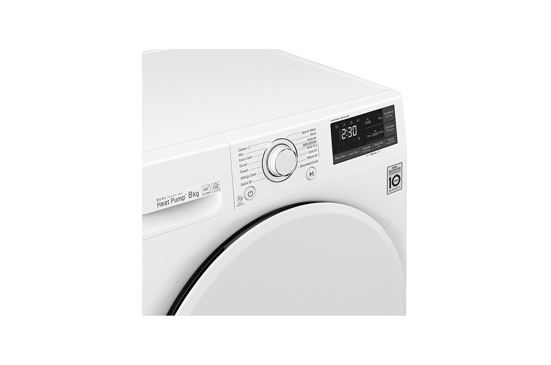 LG 8-kg DUAL Inverter Heat Pump™ Eco-Hybridikuivain Lämpöpumpputekniikalla , FDRC308N0W9, thumbnail 7