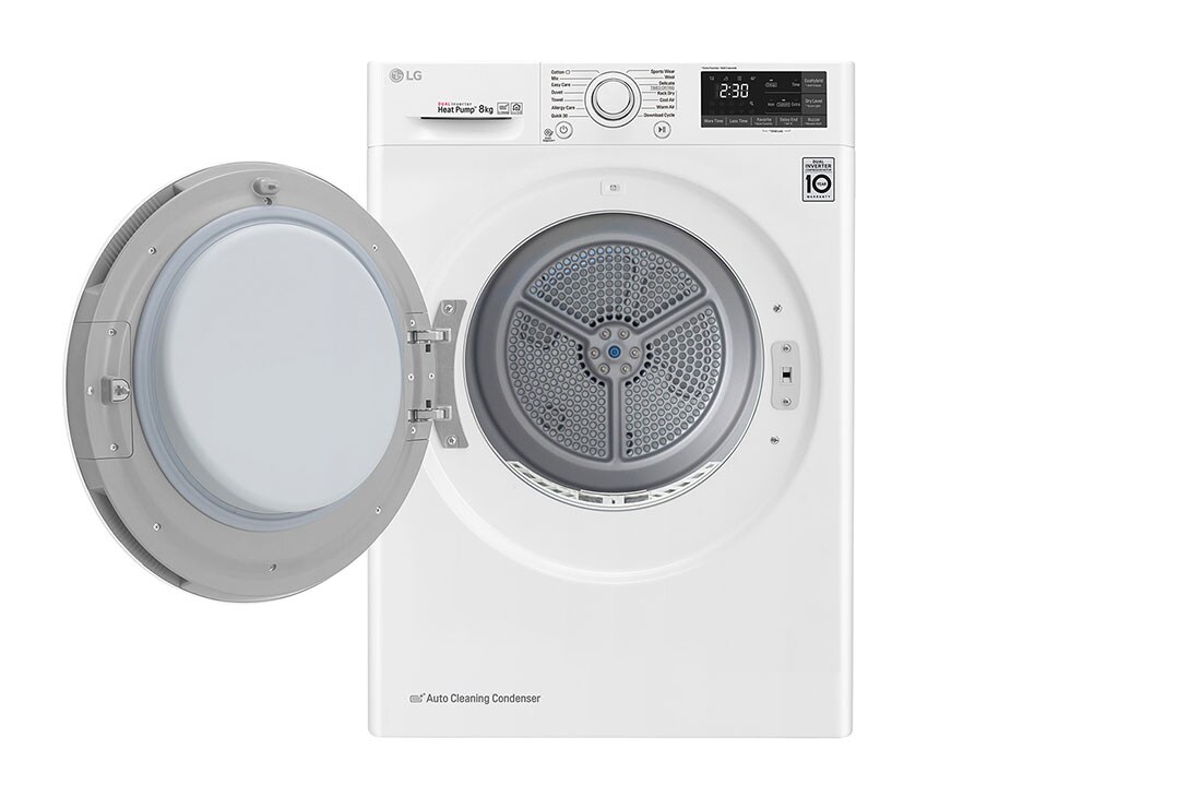 LG 8-kg DUAL Inverter Heat Pump™ Eco-Hybridikuivain Lämpöpumpputekniikalla , FDRC308N0W9, thumbnail 2