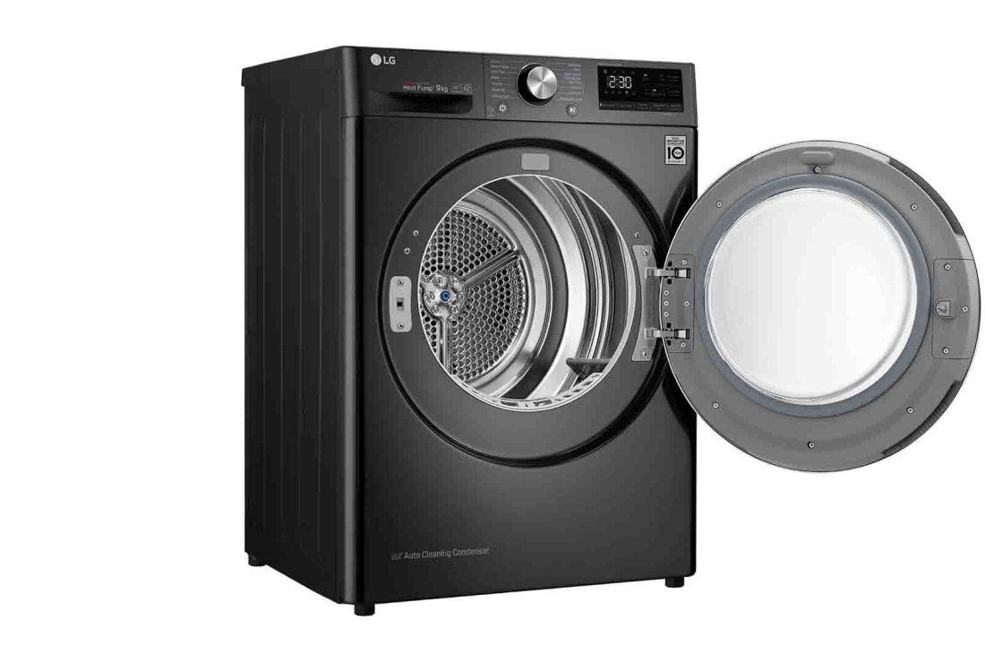 LG Musta 9-kg DUAL Inverter Heat Pump™ Eco-Hybridikuivain Lämpöpumpputekniikalla , RV9DN902B, thumbnail 12