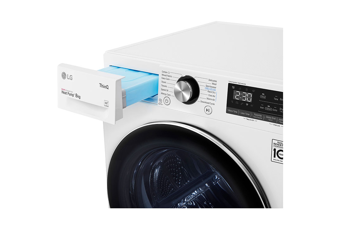 LG 8-kg DUAL Inverter Heat Pump™ Eco-Hybridikuivain Lämpöpumpputekniikalla , K0RV908N1W9, K0RV908N1W9, thumbnail 6