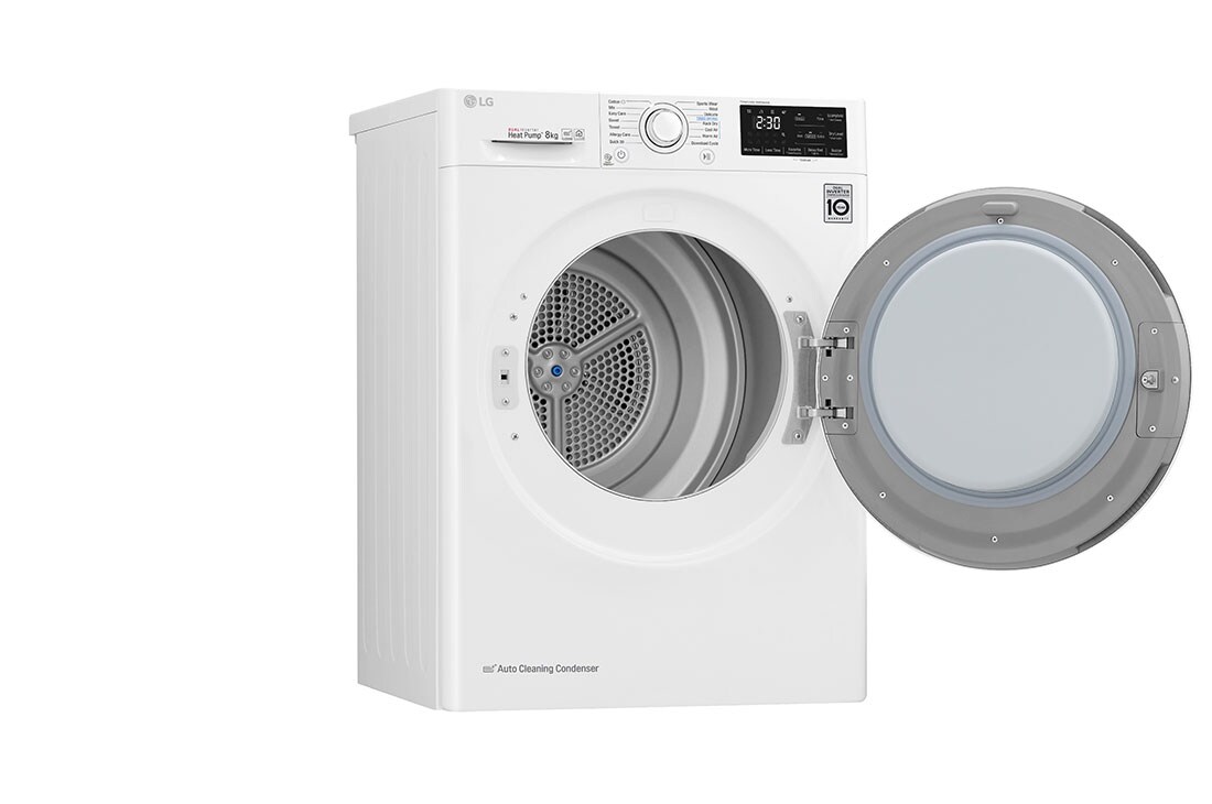 LG 8-kg DUAL Inverter Heat Pump™ Eco-Hybridikuivain Lämpöpumpputekniikalla , FDRC308N2W9, FDRC308N2W9, thumbnail 12