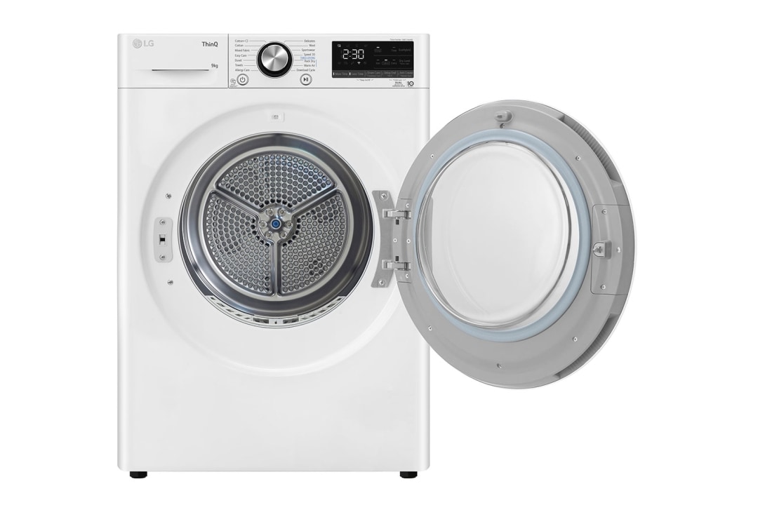 LG 9-kg DUAL Inverter Heat Pump™ Eco-Hybridikuivain Lämpöpumpputekniikalla, Front view open with Right side , RV9DN9039, thumbnail 3