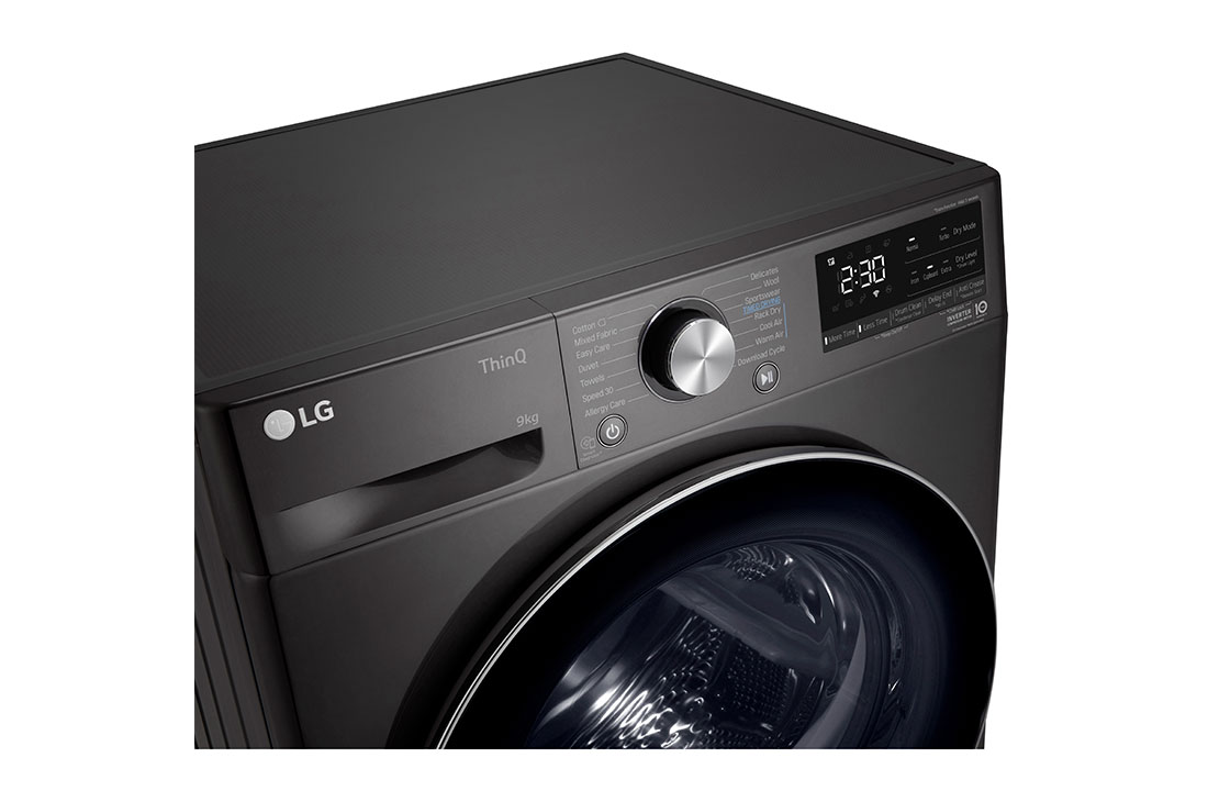 LG Musta 9-kg DUAL Inverter Heat Pump™ Eco-Hybridikuivain Lämpöpumpputekniikalla , Drum Open, RV9DN903B, thumbnail 7
