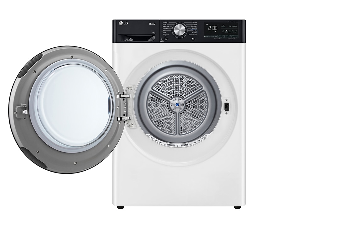 LG 9-kg DUAL Inverter Heat Pump™ Eco-Hybridikuivain Lämpöpumpputekniikalla, open door, RV9DN9029B, thumbnail 2