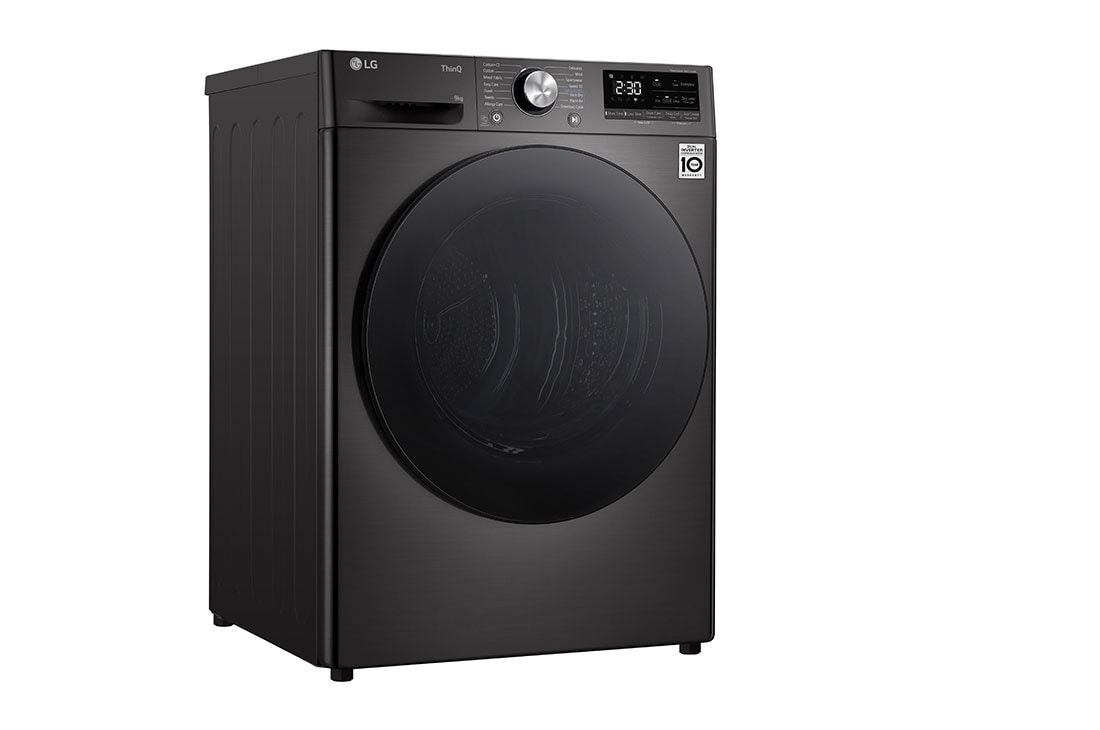 LG Musta 9-kg DUAL Inverter Heat Pump™ Eco-Hybridikuivain Lämpöpumpputekniikalla , Left side view, RV9DN903P, thumbnail 8