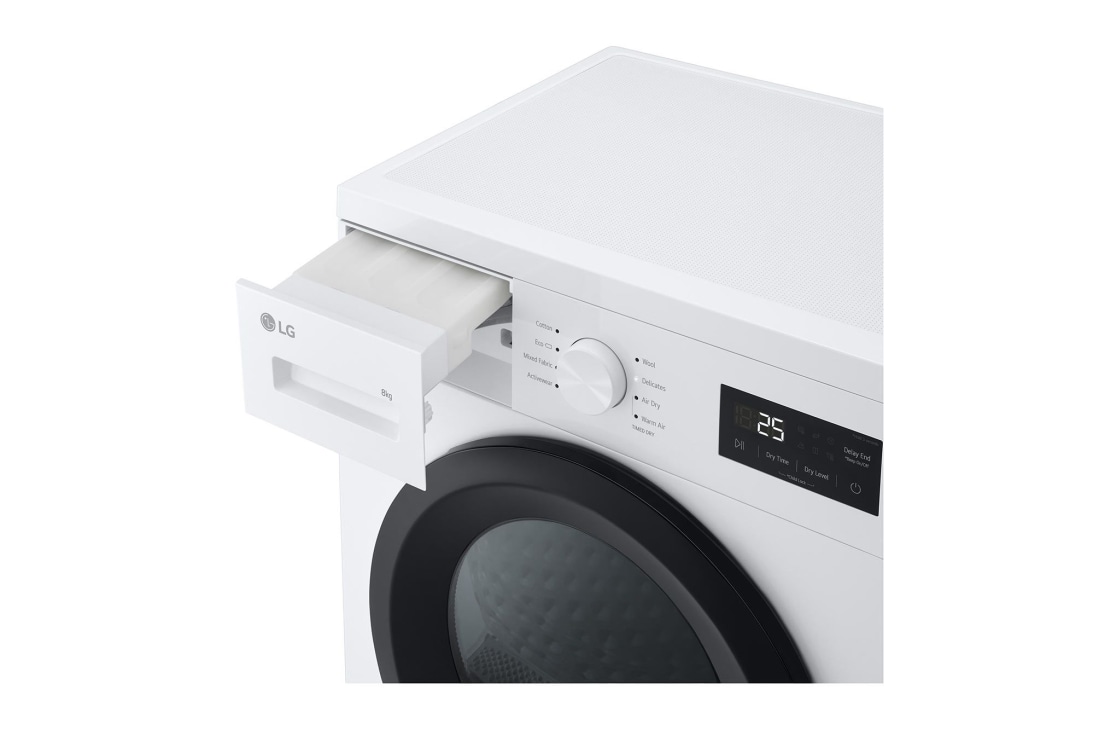 LG 8 kg Kuivausrumpu (Valkoinen) - Energialuokka  C/A+++, Heat Pump ja Smart Diagnosis™  Wi-Fi, 8 kg Kuivausrumpu (Valkoinen) - Energialuokka  C/A+++, Heat Pump ja Smart Diagnosis™  Wi-Fi, RHA1008NWK, thumbnail 13