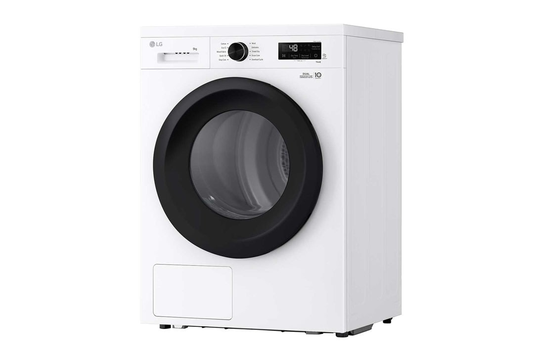 LG 9 kg Kuivausrumpu(Essence White) - Energialuokka  C/A+++, Heat Pump ja Smart Diagnosis™ kanssa Wi-Fi, Top perspective view, RHX1009NWK, thumbnail 6