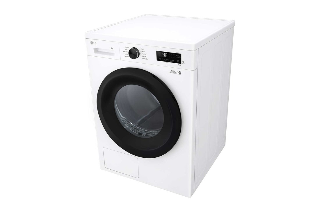 LG 9 kg Kuivausrumpu(Essence White) - Energialuokka  C/A+++, Heat Pump ja Smart Diagnosis™ kanssa Wi-Fi, perspective side view, RHX1009NWK, thumbnail 10