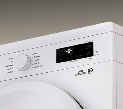 Suurennettu kuva kuivausrummun säätimestä ja paneelista