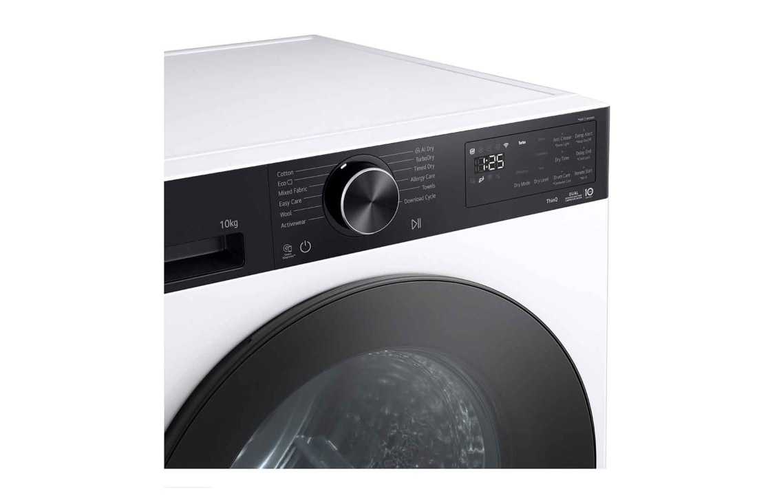LG 10kg Kuivausrumpu (Valkoinen) | Energialuokka B, DUAL Inverter Heat Pump™ ja Smart Diagnosis™ Wi-Fi-yhteydellä, LG 10kg Kuivausrumpu (Valkoinen) | Energialuokka B, DUAL Inverter Heat Pump™ ja Smart Diagnosis™ Wi-Fi-yhteydellä, RHX5010TKB, thumbnail 4