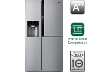 Side-by-side kaappi, jossa uusi ovi-ovessa, sekä jääpalakone (netto tilavuus 614 litraa).1