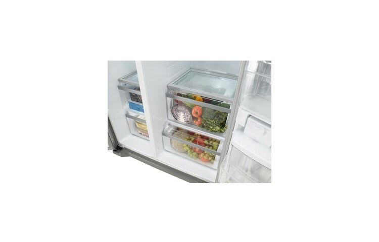 LG Side-by-side-kaappi, ei tarvitse sulattaa. Jääpalakoneen (Nettotilavuus 508 litraa), GSL325NSCV, thumbnail 4