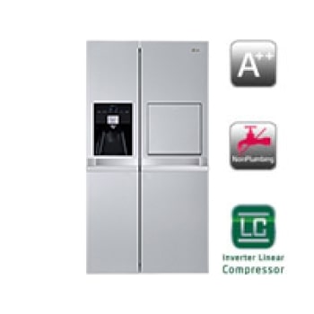 Side-by-side-kaappi, ei tarvitse sulattaa. Vesiannostelija ja jääpalakone. (540 litraa)1