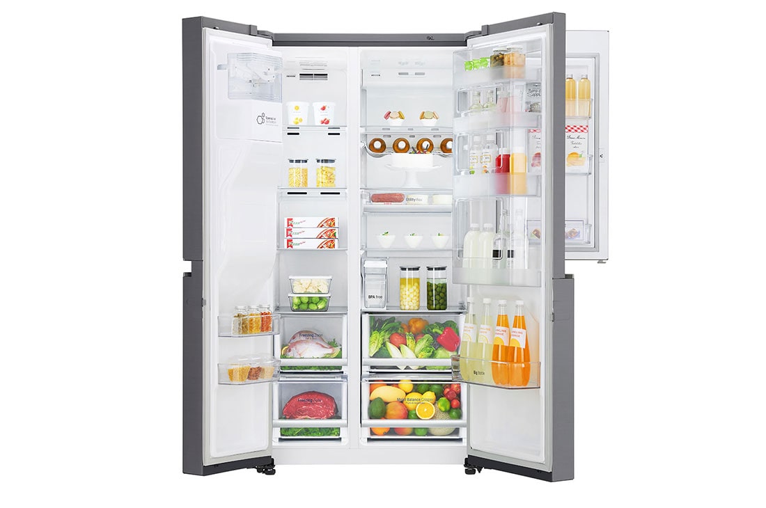LG 625L Door in Door™ Side by Side (Shiny Steel) Energialuokka F,  Vesi/jää ilman vesijohtoliitäntää, Smart Diagnosis™ - Wi-Fi-yhteys, GSJ761PZTZ, thumbnail 4