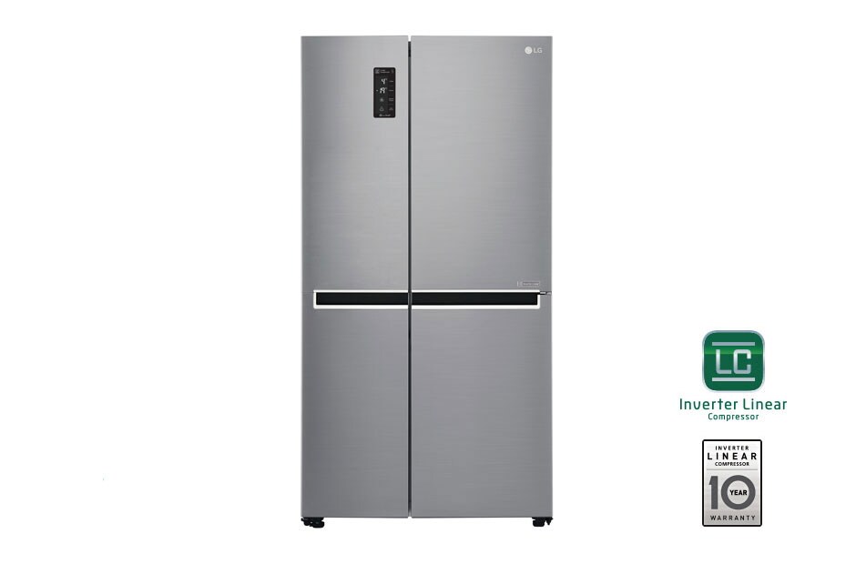 LG 642L Side by Side (Shiny Steel) Energialuokka F, Vesi/jää vesijohtoliitännällä, Smart Diagnosis™ - Wi-Fi-yhteys, GSB760PZXV