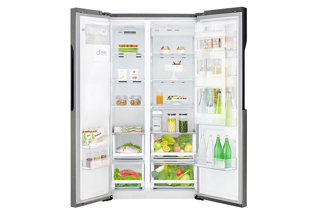 LG 606L Side by Side (tumman harmaa) Energialuokka F, Vesi/jää ilman vesijohtoliitäntää, Smart Diagnosis™, GSJ361DIDV, thumbnail 4