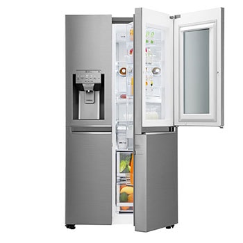 625L InstaView Door in Door™ Side by Side (Shiny Steel) Energialuokka F, Vesi/jää ilman vesijohtoliitäntää, Smart Diagnosis™ - Wi-Fi-yhteys1