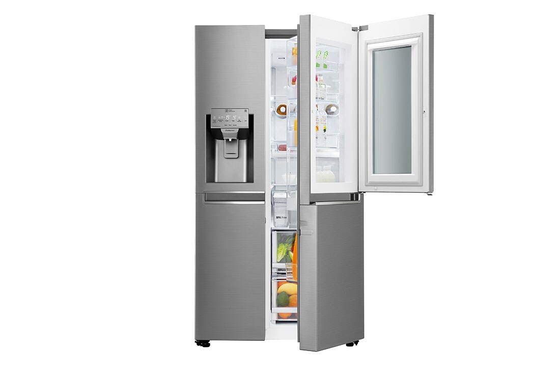 LG 625L InstaView Door in Door™ Side by Side (Shiny Steel) Energialuokka F, Vesi/jää ilman vesijohtoliitäntää, Smart Diagnosis™ - Wi-Fi-yhteys, GSI961PZAZ