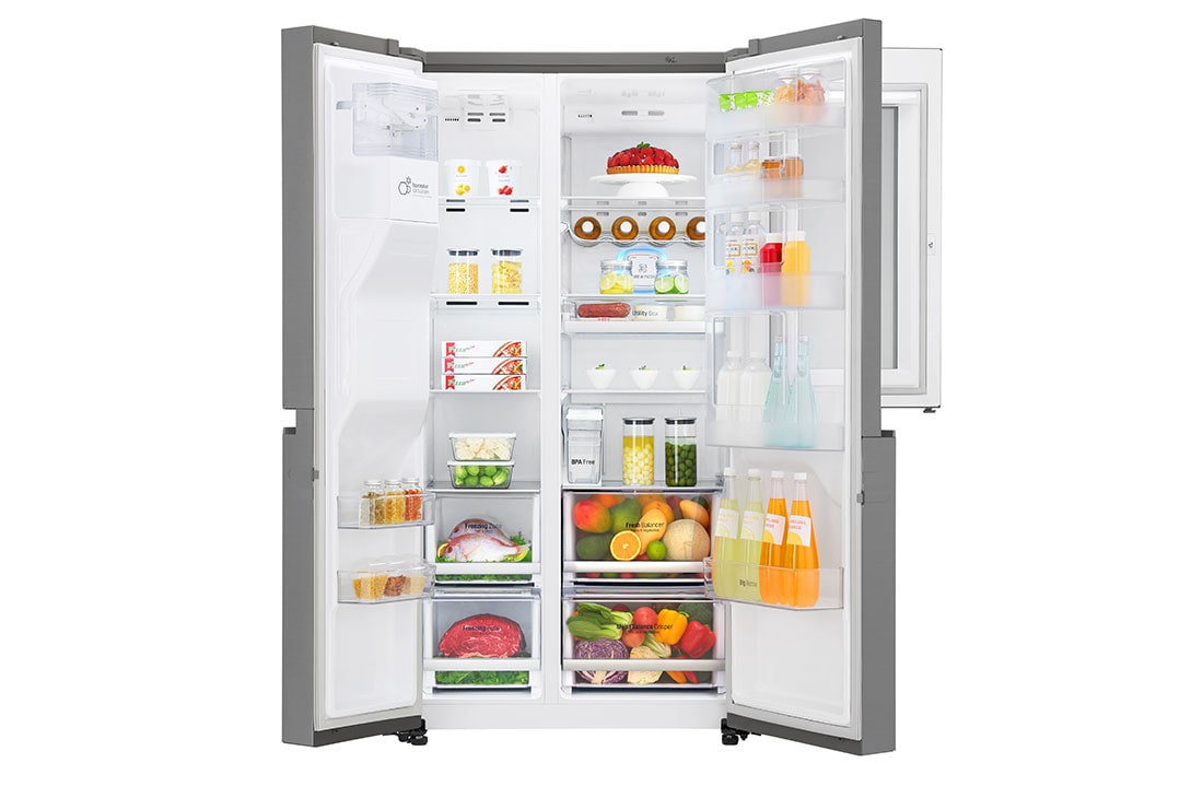 LG 625L InstaView Door in Door™ Side by Side (Shiny Steel) Energialuokka F, Vesi/jää ilman vesijohtoliitäntää, Smart Diagnosis™ - Wi-Fi-yhteys, GSI961PZAZ, thumbnail 3