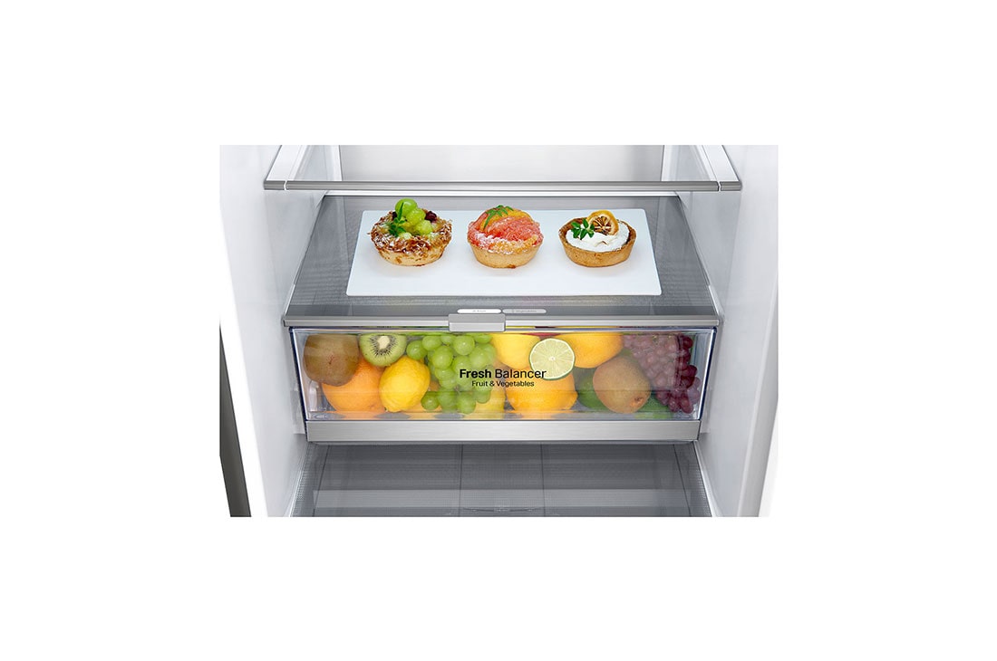 LG 1.86M 341L Jääkaappipakastimet(Shiny Steel) - Energialuokka D, Door Cooling™, Multi Flow, GBB71PZEFN, thumbnail 4
