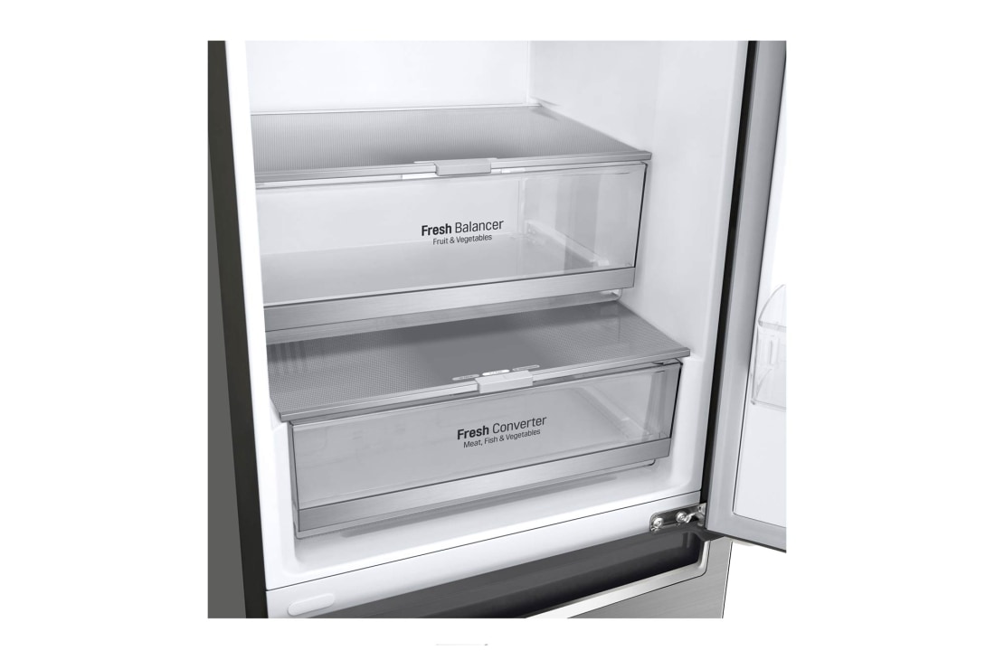 LG 1.86M 341L Jääkaappipakastimet(Shiny Steel) - Energialuokka E, Door Cooling™, Multi Flow, GBB71PZDZN, thumbnail 6