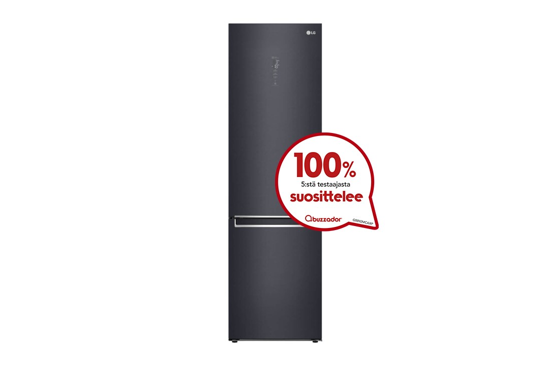 LG 2.03M 384L Jääkaappipakastimet (Matte Black) - Energialuokka D, Door Cooling™ ja Smart Diagnosis™ - Wi-Fi-yhteys, GBB92MCAXP