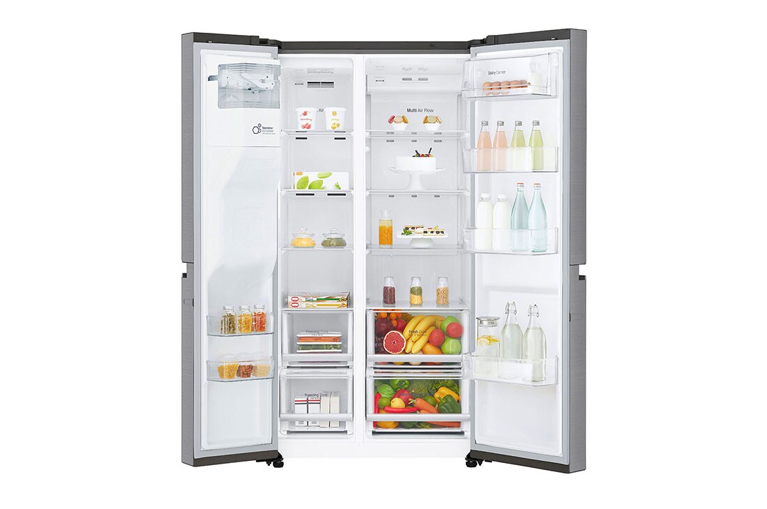 LG 625L Side by Side (Shiny Steel) - Energialuokka F, Vesi/jää vesijohtoliitännällä, Smart Diagnosis™, GSL960PZUZ, thumbnail 2