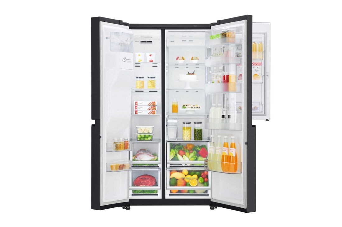 LG 625L Door in Door™ Side by Side (Matte Black) Energialuokka F,  Vesi/jää ilman vesijohtoliitäntää, Smart Diagnosis™ - Wi-Fi-yhteys, GSJ761MCZZ, thumbnail 3