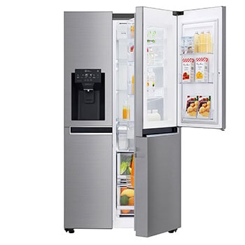 625L Door in Door™ Side by Side (Shiny Steel) Energialuokka F, Vesi/jää ilman vesijohtoliitäntää, Smart Diagnosis™ - Wi-Fi-yhteys1