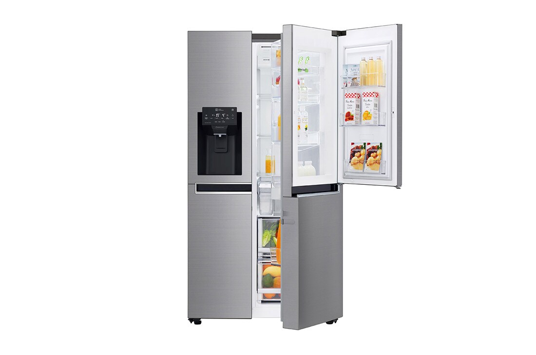 LG 625L Door in Door™ Side by Side (Shiny Steel) Energialuokka F, Vesi/jää ilman vesijohtoliitäntää, Smart Diagnosis™ - Wi-Fi-yhteys, GSJ761PZZZ