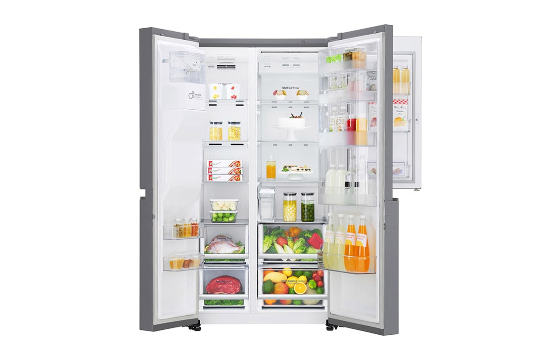 LG 625L Door in Door™ Side by Side (Shiny Steel) Energialuokka F, Vesi/jää ilman vesijohtoliitäntää, Smart Diagnosis™ - Wi-Fi-yhteys, GSJ761PZZZ, thumbnail 3