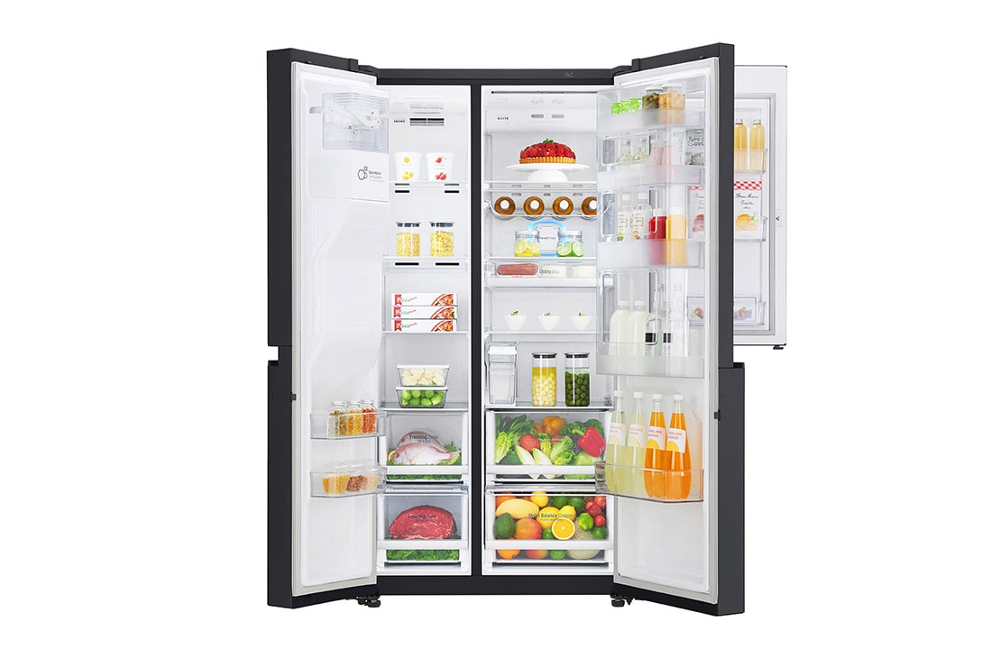 LG 625L Door in Door™ Side by Side (Matte Black) Energialuokka F, Vesi/jää ilman vesijohtoliitäntää, Smart Diagnosis™ - Wi-Fi-yhteys, GSJ961MCVZ, thumbnail 3