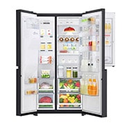 LG 625L Door in Door™ Side by Side (Matte Black) Energialuokka F, Vesi/jää ilman vesijohtoliitäntää, Smart Diagnosis™ - Wi-Fi-yhteys, GSJ961MCVZ, thumbnail 3