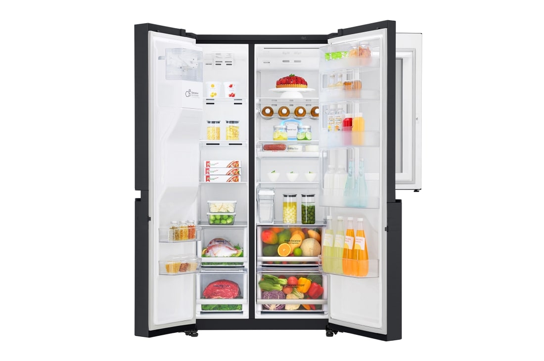 LG 625L InstaView Door in Door™ Side by Side (Matte Black) Energialuokka F, Vesi/jää ilman vesijohtoliitäntää, Smart Diagnosis™ - Wi-Fi-yhteys, GSX961MCCZ, thumbnail 4