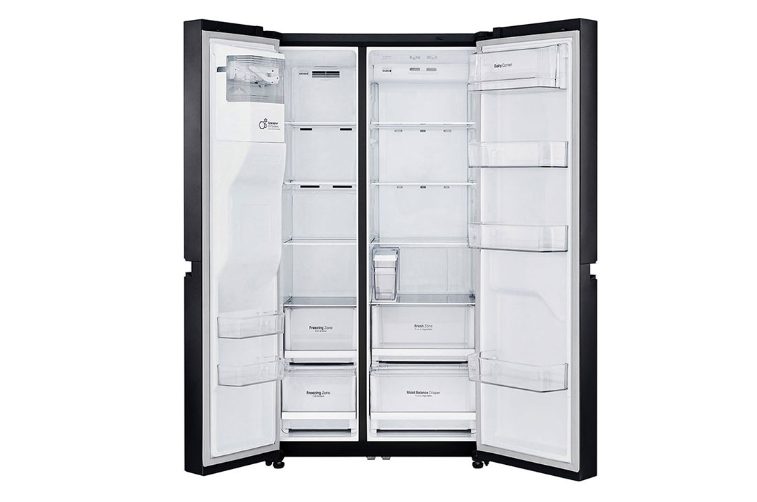 LG 625L Side by Side (Matte Black) Energialuokka F, Vesi/jää ilman vesijohtoliitäntää, Smart Diagnosis™ - Wi-Fi-yhteys, GSL761MCXV, thumbnail 3