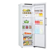 LG 386L Vapaasti seisova jääkaappi (Valkoinen) - Energialuokka E, Door Cooling™, LINEARCooling™, Moist Balance Crisper™, Vasen sivunäkymä avoinna ruokaa, GLT51SWGSZ, thumbnail 11