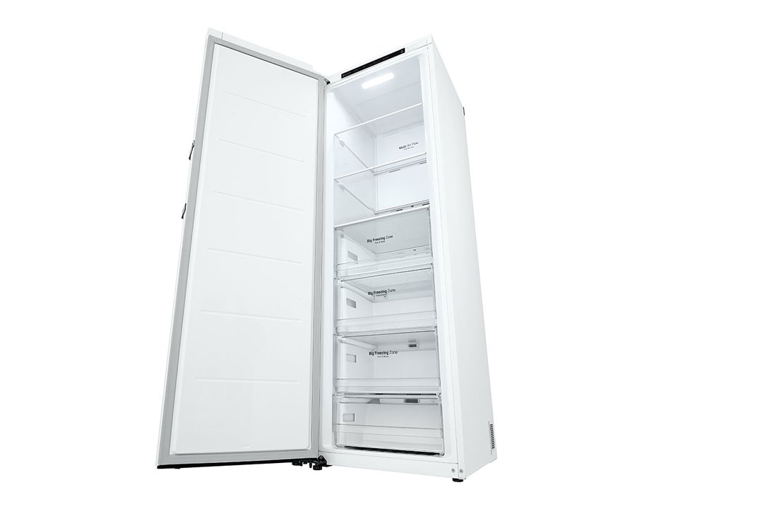 LG 324L Vapaasti seisova pakastin (Valkoinen) - Energialuokka E, Total No Frost, Express Freeze, Perspektiivinäkymä oikealta avoinna, GFT41SWGSZ, thumbnail 8