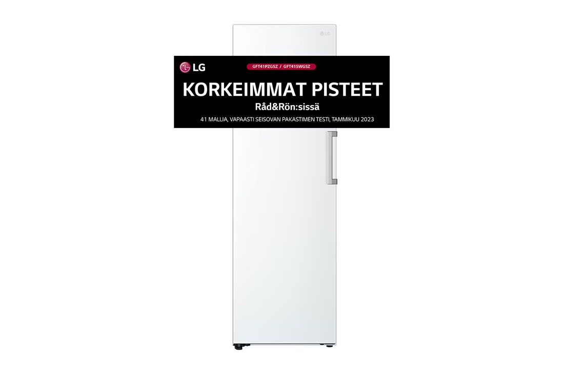LG 324L Vapaasti seisova pakastin (Valkoinen) - Energialuokka E, Total No Frost, Express Freeze, Etu, GFT41SWGSZ