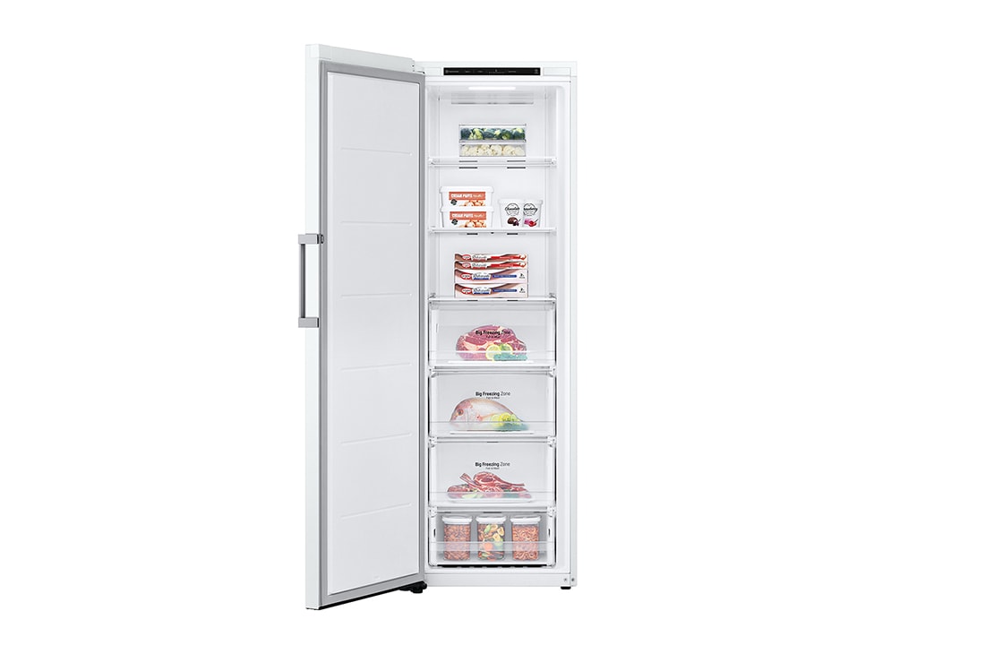 LG 324L Vapaasti seisova pakastin (Valkoinen) - Energialuokka E, Total No Frost, Express Freeze, Etupuoli avoinna, GFT41SWGSZ, thumbnail 2