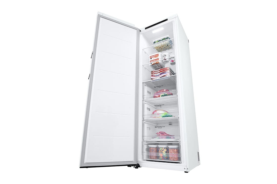 LG 324L Vapaasti seisova pakastin (Valkoinen) - Energialuokka E, Total No Frost, Express Freeze, Perspektiivinäkymä oikealta, GFT41SWGSZ, thumbnail 8