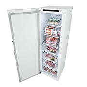 LG 324L Vapaasti seisova pakastin (Valkoinen) - Energialuokka E, Total No Frost, Express Freeze, Ylänäkymä oikealta avoinna ruokaa, GFT41SWGSZ, thumbnail 14