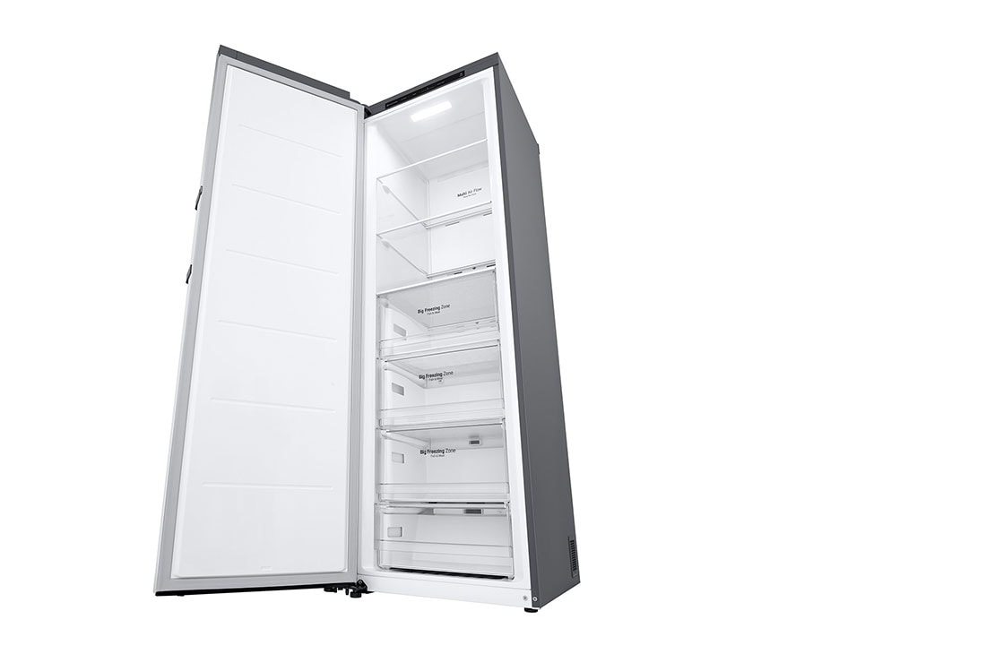 LG 324L Vapaasti seisova pakastin (Shiny Steel) - Energialuokka E, Total No Frost, Express Freeze, Vasen sivunäkymä, GFT41PZGSZ, thumbnail 8