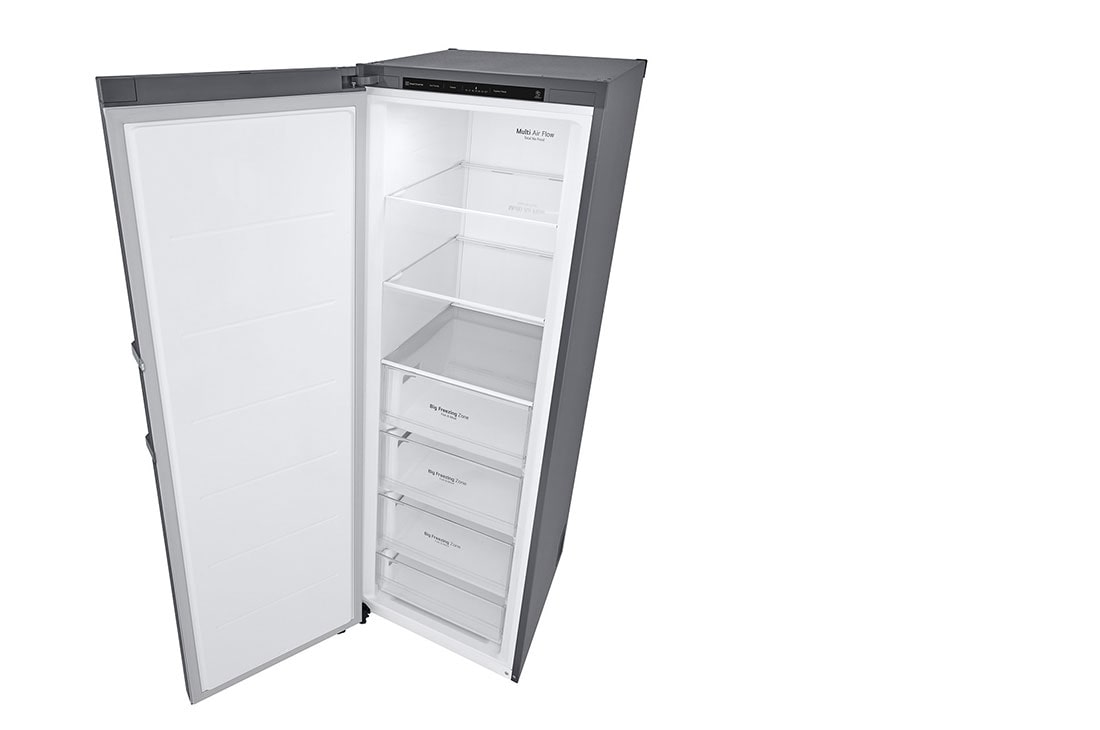 LG 324L Vapaasti seisova pakastin (Shiny Steel) - Energialuokka E, Total No Frost, Express Freeze, Ylänäkymä oikealta avoinna, GFT41PZGSZ, thumbnail 14