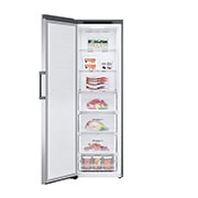 LG 324L Vapaasti seisova pakastin (Shiny Steel) - Energialuokka E, Total No Frost, Express Freeze, Etupuoli avoinna ruokaa, GFT41PZGSZ, thumbnail 3