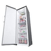 LG 324L Vapaasti seisova pakastin (Shiny Steel) - Energialuokka E, Total No Frost, Express Freeze, Perspektiivinäkymä oikealta avoinna, GFT41PZGSZ, thumbnail 9