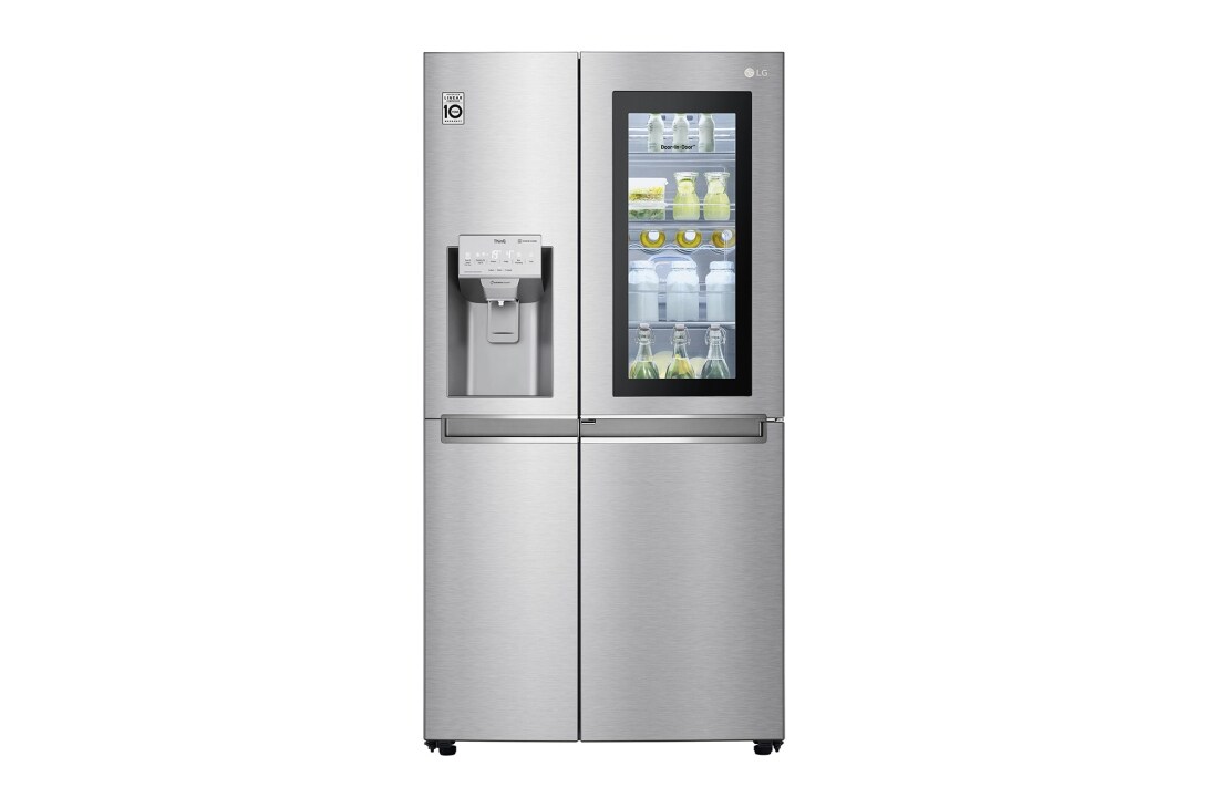 LG 625L InstaView Door in Door™ Side by Side (Noble Steel), Energialuokka F, Vesi/jää ilman vesijohtoliitäntää, Smart Diagnosis™ - Wi-Fi-yhteys, GSX971NEAZ