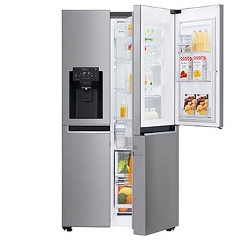 625 Door in Door™ Side by Side (Shiny Steel) Energialuokka E, Vesi/jää ilman vesijohtoliitäntää, Smart Diagnosis™ - Wi-Fi-yhteys1